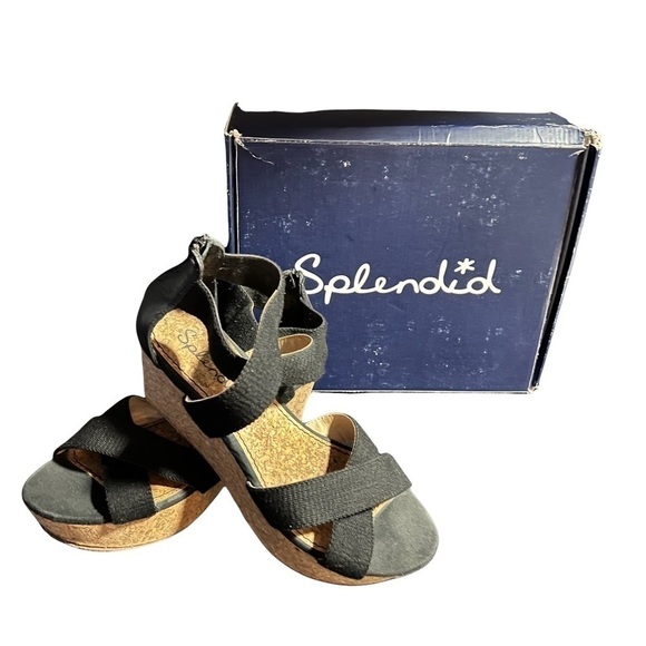 SPLENDID BLACK Wedge SANDALS SIZE 10 - Picture 8 of 10